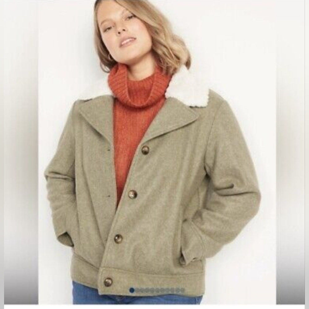 New Old Navy 4x Soft-Brushed Sherpa-Trim Jacket for Women